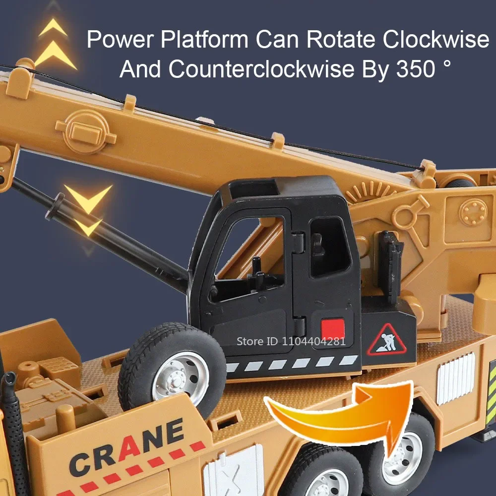 1:24 Alloy Mixer Truck Engineering Crane Diecast Model Toys Car Doors Opened Sound Light Pull Back Cars Children Educational Toy