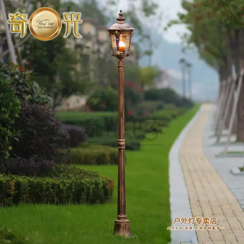 

High Pole Garden Light Post Vintage Outdoor Street Lamp 220V Spot Exterieur Led Jardin Aluminum Made Bronze/Black Color 1.8/2.2M
