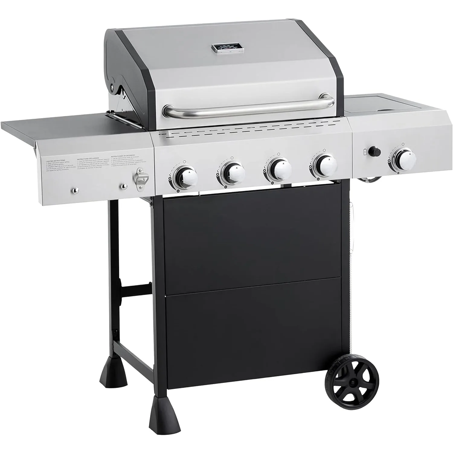 Amazon Basics Freestanding Gas Grill with Side Burner, 4 Burner (52,000 BTU)