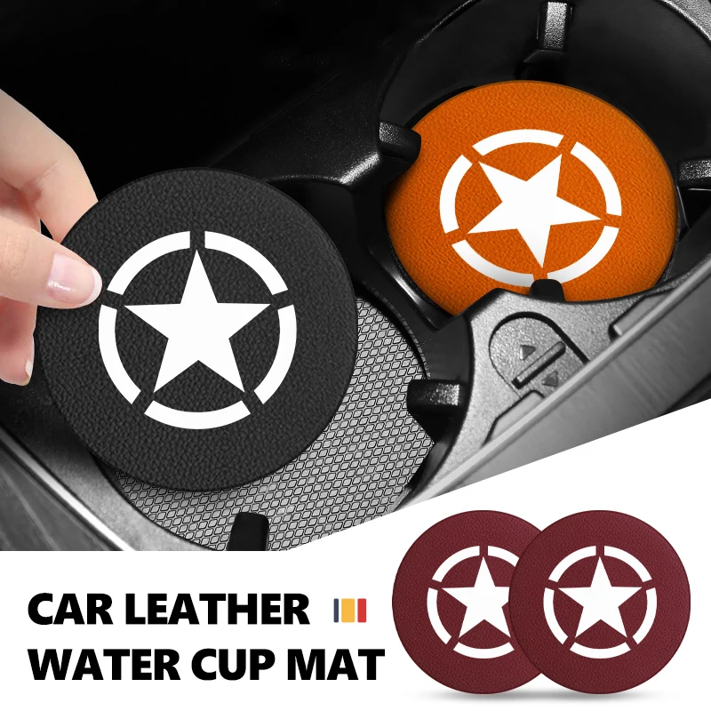 Posavasos para coche, tapete aislante térmico antideslizante para taza de agua, decoración para Jeep Wrangler Gladiator 2014 - 2021 Grand Cherokee Cherokee