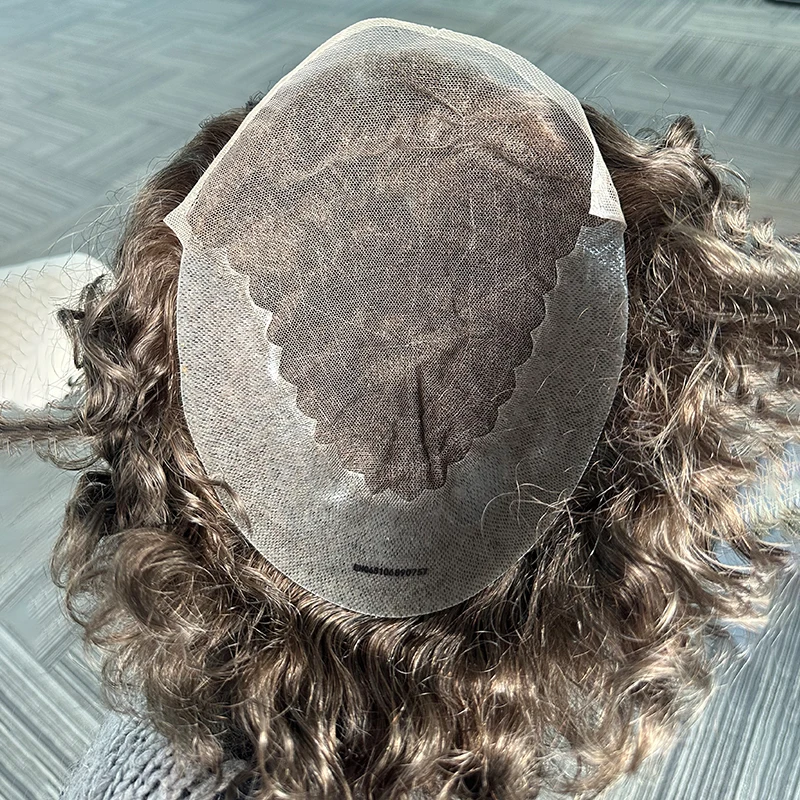 قبل قطع تصفيفة الشعر q6 نظام الشعر للرجال شعر بشري طبيعي نظام استبدال الشعر للرجال السويسري الدانتيل رقيقة الجلد رجل شعر مستعار #5