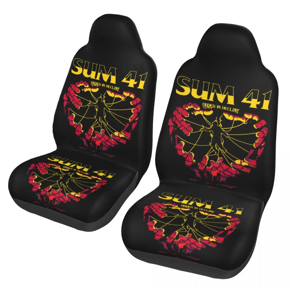 

Sum 41 Hand Universal Car Seat Cover Off-Road For SUV Punk Music Car Seat Covers Polyester Car Accessories