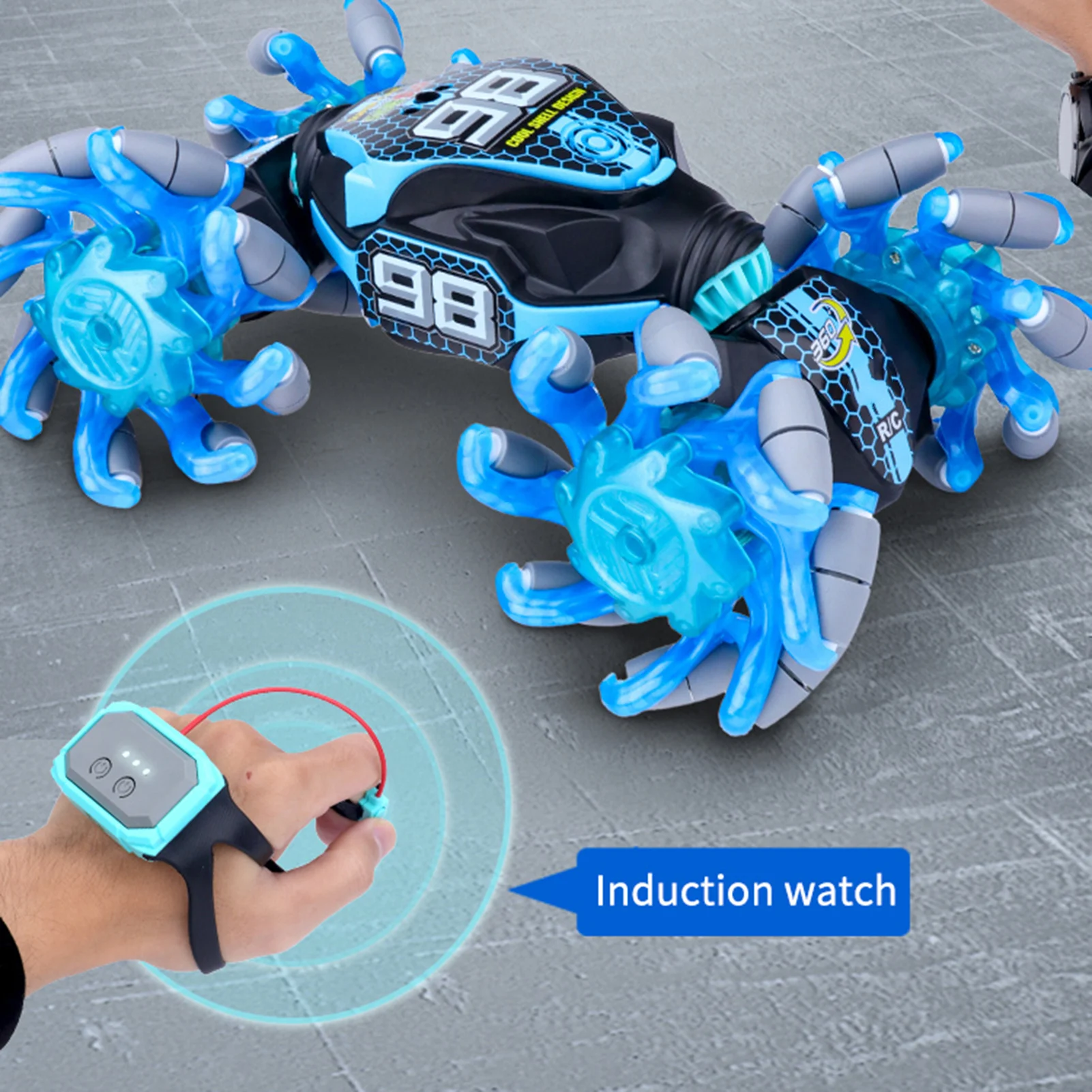 

Remote Control Stunt Car 2.4GHz Watch Gesture Sensor Control Deformable Car All-Terrain for Kids with Function Cool Lights Side