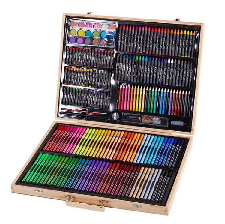 251 Wooden Box Kids Painting Brush Set Watercolor Pen Crayon Set Color Lead Kindergarten Watercolor Pen Children