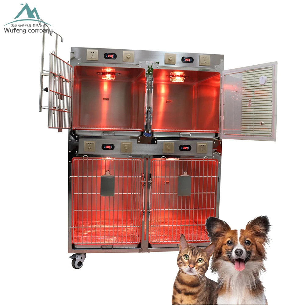 Wholesale Vet Hospital 304 Stainless Steel Dog Cat Cage Pet Hospital Infrared Therapy Cage Veterinary