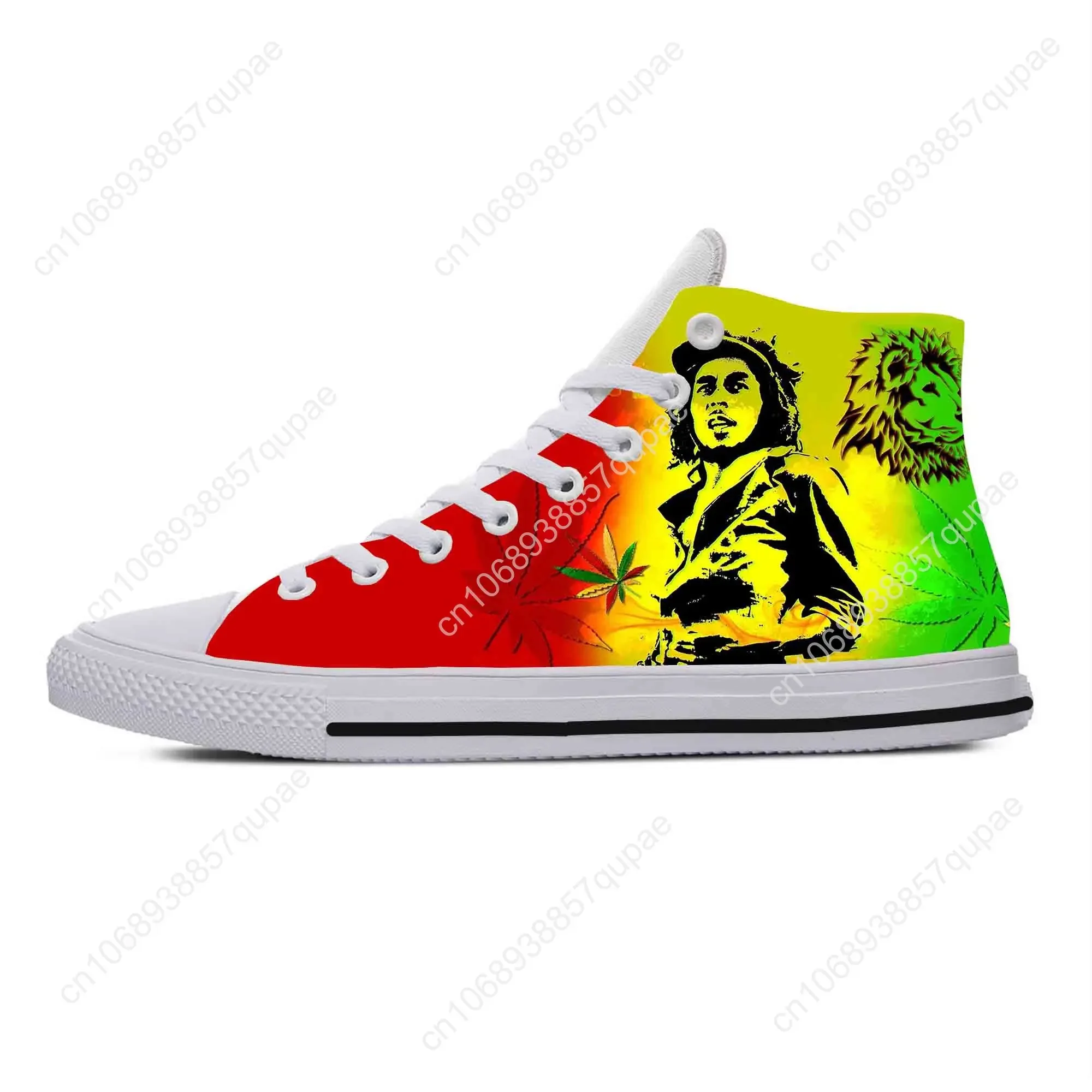 Legend Bob Marley Reggae Rasta Music Rock Fashion Casual Cloth Shoes High Top Comfortable Breathable 3D Print Men Women Sneakers 4