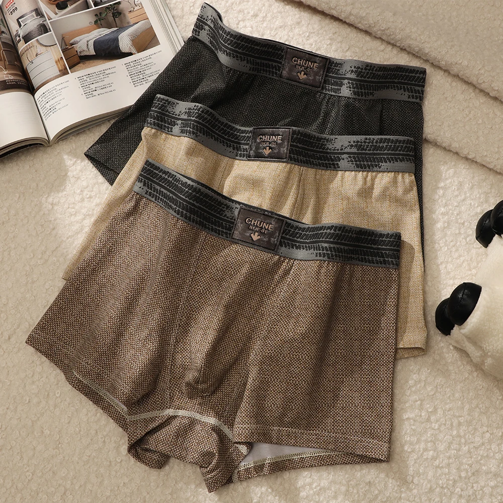 

3PCS/Pack 100% Cotton Faux Denim-like Man Underwear Breathable Antibacterial Mesh Crotch Men's Panties High Elastic Waist Boxers