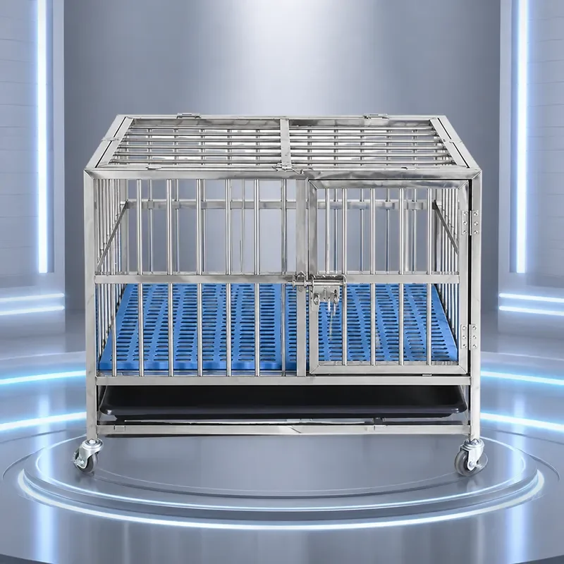 Customized 304 Stainless Steel Dog Cage Single Layer Pet Crate for Hospital Store Commercial and Household Use