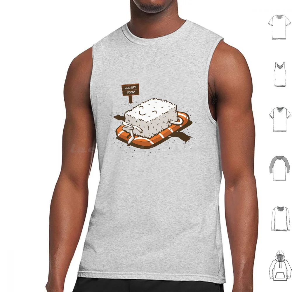 Nudist Food Tank Tops Vest Sleeveless Sushi Rice Soy Sauce Sushi Food Salmon Sushi Restaurant Happy Sushi Sashimi Sushi Party