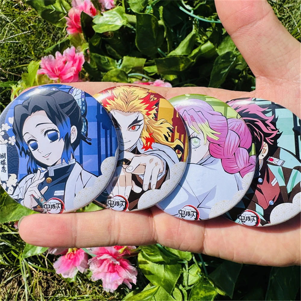 58mm Anime Agatsuma Zenitsu Hashibira Inosuke Kamado Tanjirou Kokushibo Cosplay COSTUME Badge Pin SPTE Tinplate Brooch﻿ Prop