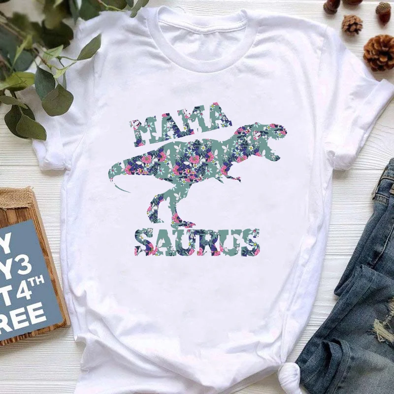 Watercolor Leopard Mamasaurus Graphic Print Children Tshirts Funny Jurassic Dinosaur Cotton T-Shirt Kid Clothes Baby Tee Tops