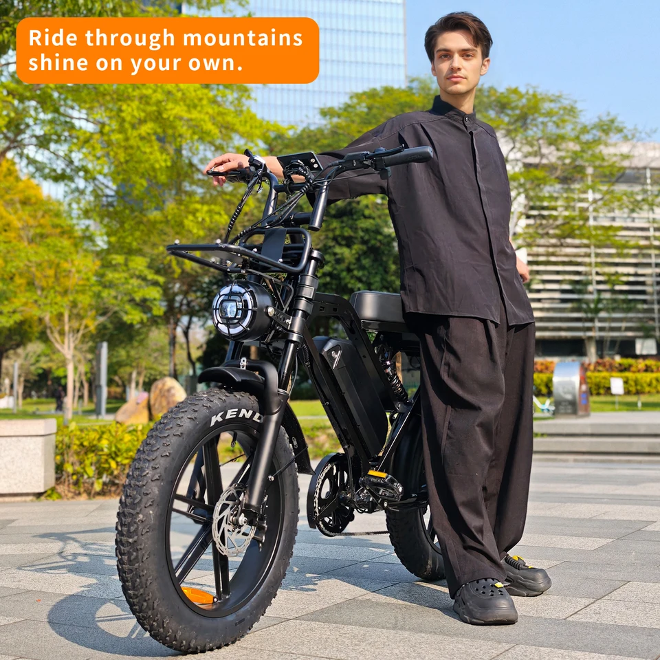 X80 Pro Adult Ebike 20-Inch Fat Tire Electric Bicycle: 1000W Motor, 48V 15Ah Large Battery, Hydraulic Brakes, 7-Speed Transmission, Front and Rear Suspension, Smart Display. Suitable for Urban Commuting, Mountain/Snow/ATV Riding. image 3
