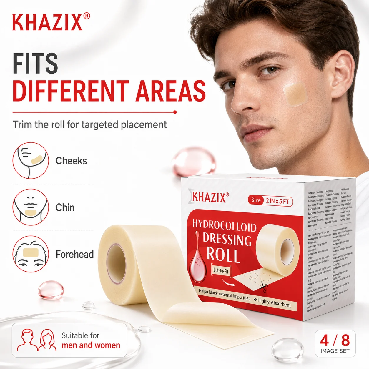 1roll Invisible Hydrocolloid Acne Patch Roll Transparent Pimple Cover Sticker Cuttable Face Blemish Patch for Daily Skin Care view 5