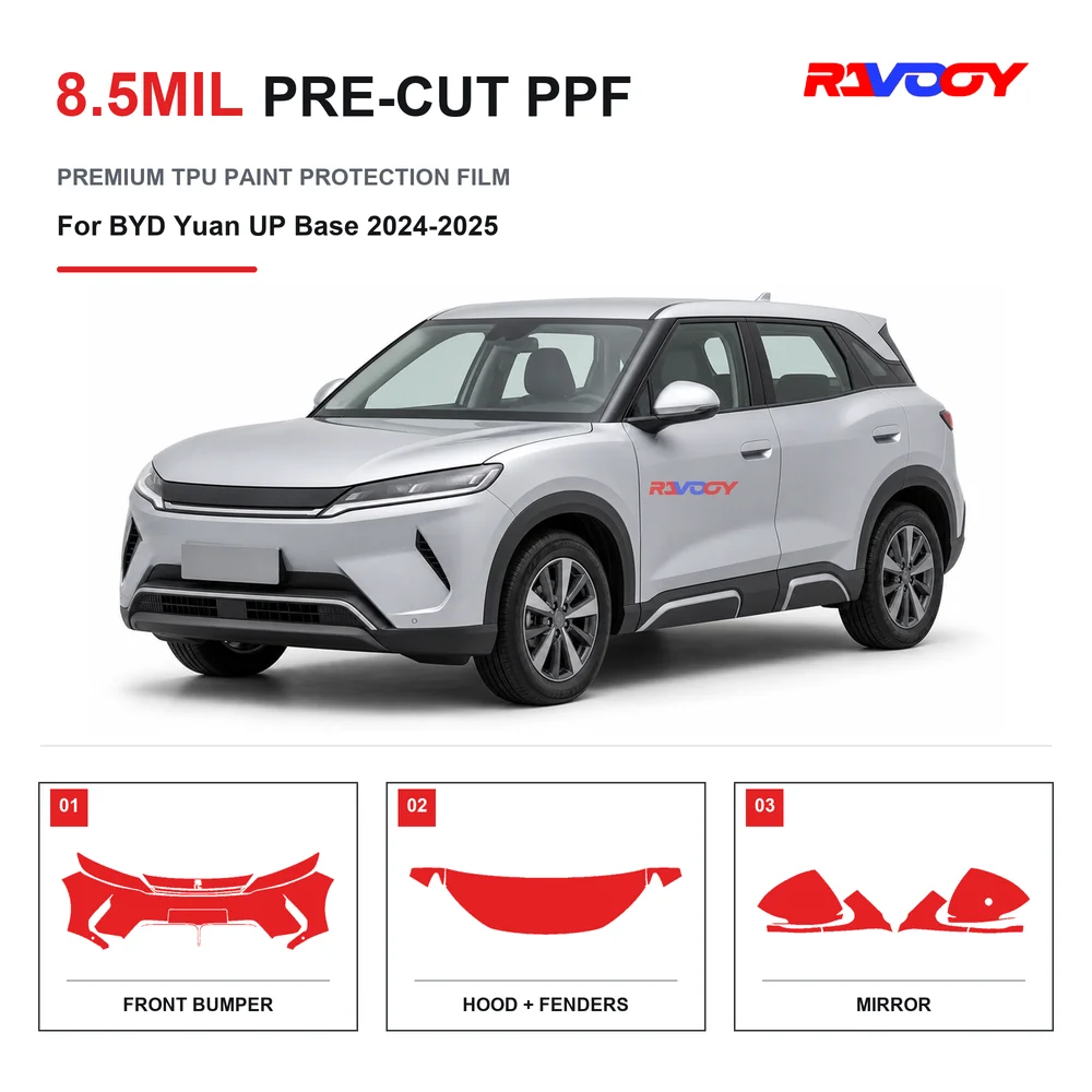 Precut PPF For BYD Yuan UP Base 2024-2025 8.5mil TPU Clear Paint Protection Film Self Healing Hydrophobic UV Stone Chip Guard