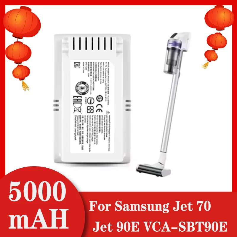

NEW Original replacement battery 21.6 V 5000mAh for samsung jet 70 VS15T7032P4 VCA-SBT90E Vacuum Cleaner Batteries