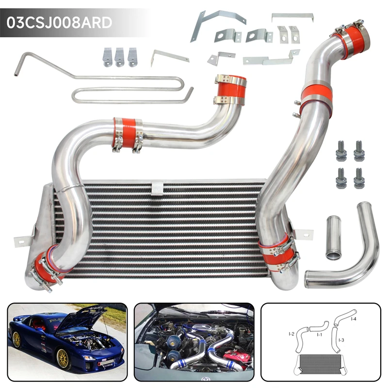 Fits For MAZDA 93 94 95 96 97  RX7 FD3S FMIC FRONT MOUNT INTERCOOLER + PIPING TURBO BLUE/Black/Red