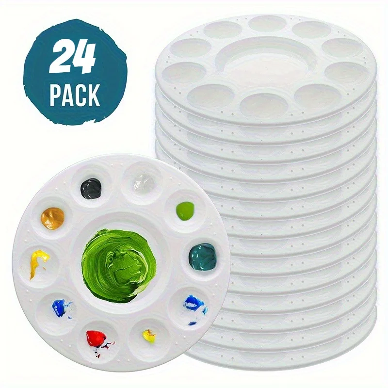 

24шт чистая белая круглая пластиковая палитра, художественная палитра и пигментная палитра