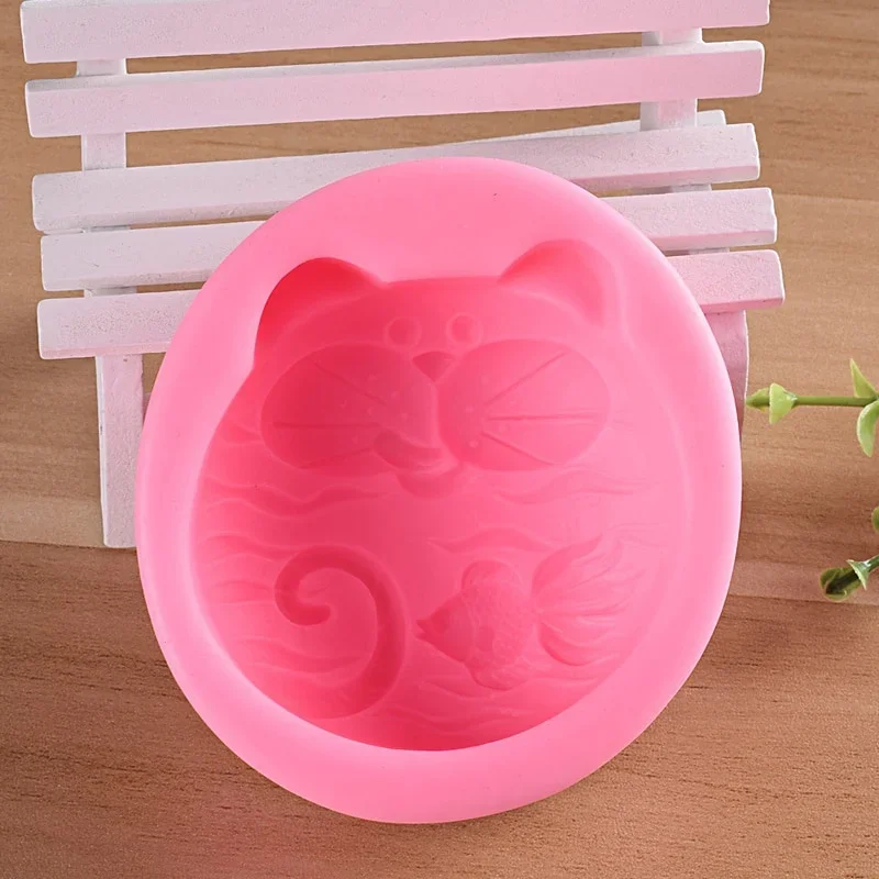 1PC Non-Stick Silicone Mold 3D Soap DIY New Cat Fish Craft Art  Handmade Candle