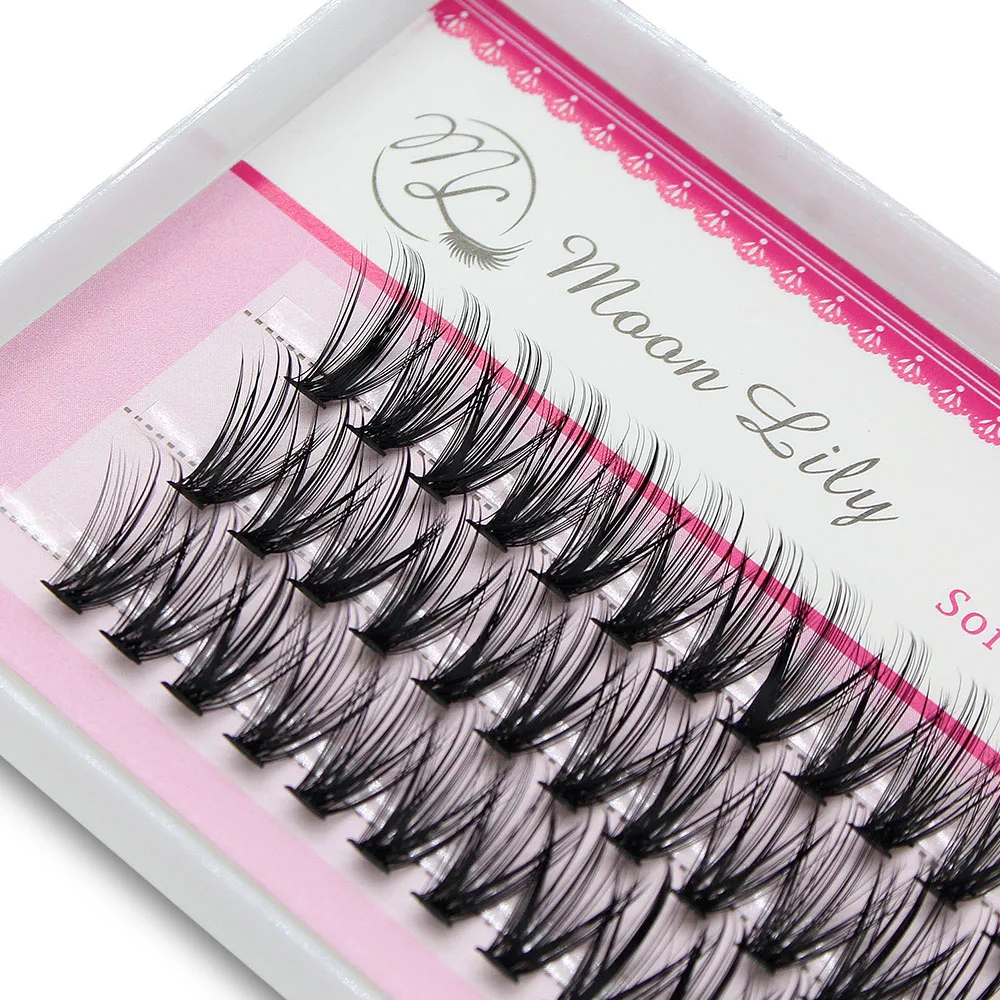 New Version Moonlily Professional Mink EyeLashes Extension Silk 3D Volume Lashes Bundles Makeup Grafting False Cluster Eyelash