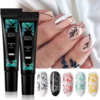 6pcs Nail Stamping Gel Polish Colorful Black White Transfer Template Poly Gel Painting…