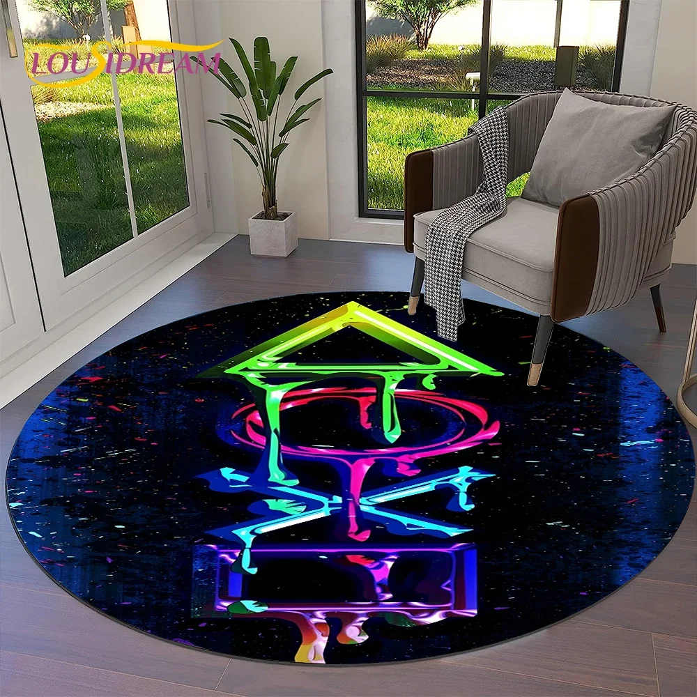 Gamepad Cartoon Game  Gamer Round Carpet Rug for Living Room Bedroom Child Playroom Chair Decor,Pet Area Rug Non-slip Floor Mat