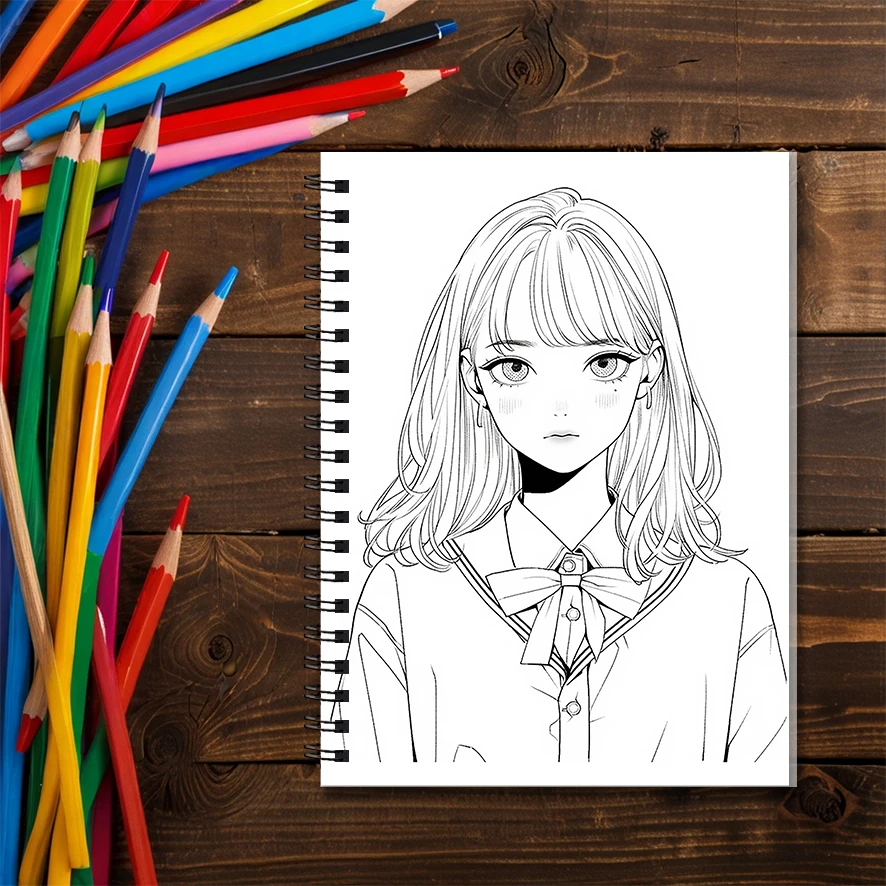 Anime Divas Adult Coloring Book - 8.3x 11.2 Inch 22 Page Coloring Book - Helps Reduce Stress and Ease Emotions