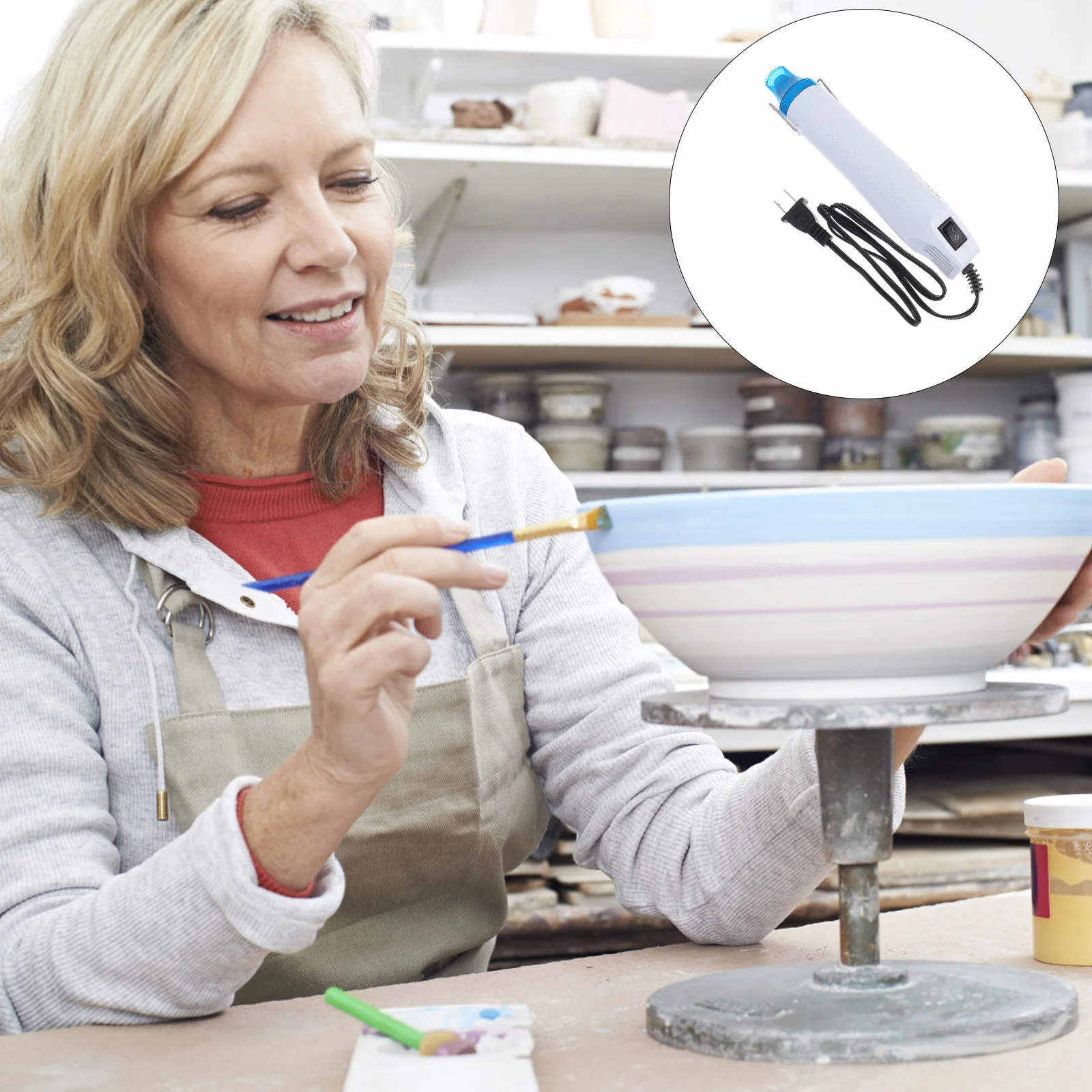 Ferramenta de calor portátil 110v dispositivo de ar quente para diy gravação em argila de polímero seguro durável 1m cabo eua plug ferramenta de ar quente