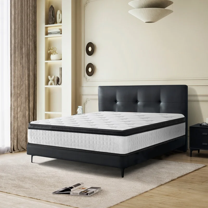 *#M US Stock 12 Inch Twin Size Hybrid Euro Top Memory Foam Pocket Spring Mattress Pocket Spring Roll Up Mattress