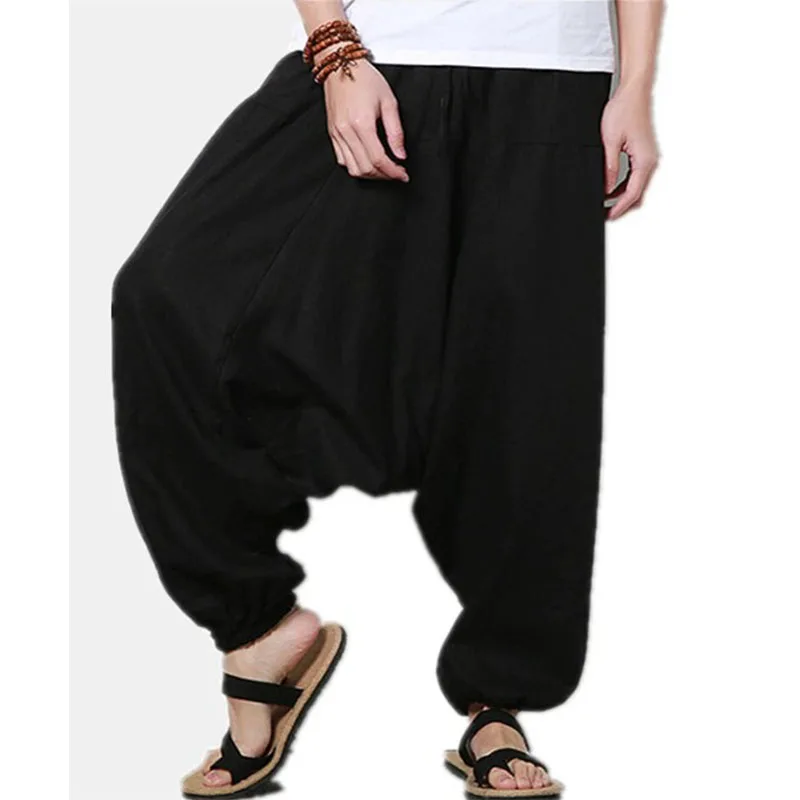 Medieval Men Cosplay Haroun Trousers Loose Casual Traditional Chinese Clothing For Men Hakama Samurai Costume Hip Hop Rock