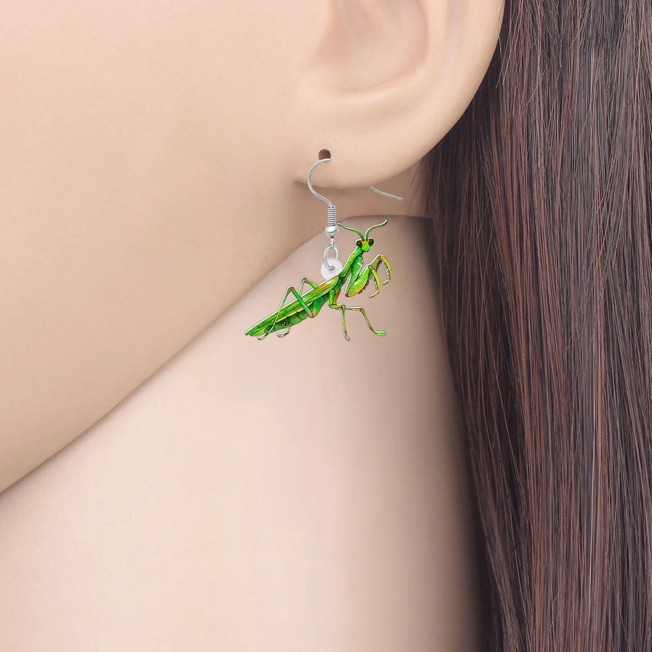 BONSNY Acrylic Dangle Green Mantis Drop Earrings Fun Animals Jewelry Gifts For Women Kids Charms