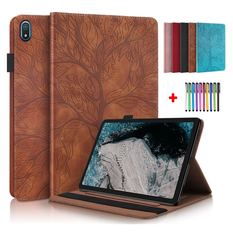 3D Embossed Tree Leather Cover For Nokia T20 Case 2021 10.4 inch Stand Card Slot Tablet Coque For Nokia T 20 10.4'' 2021 Cover