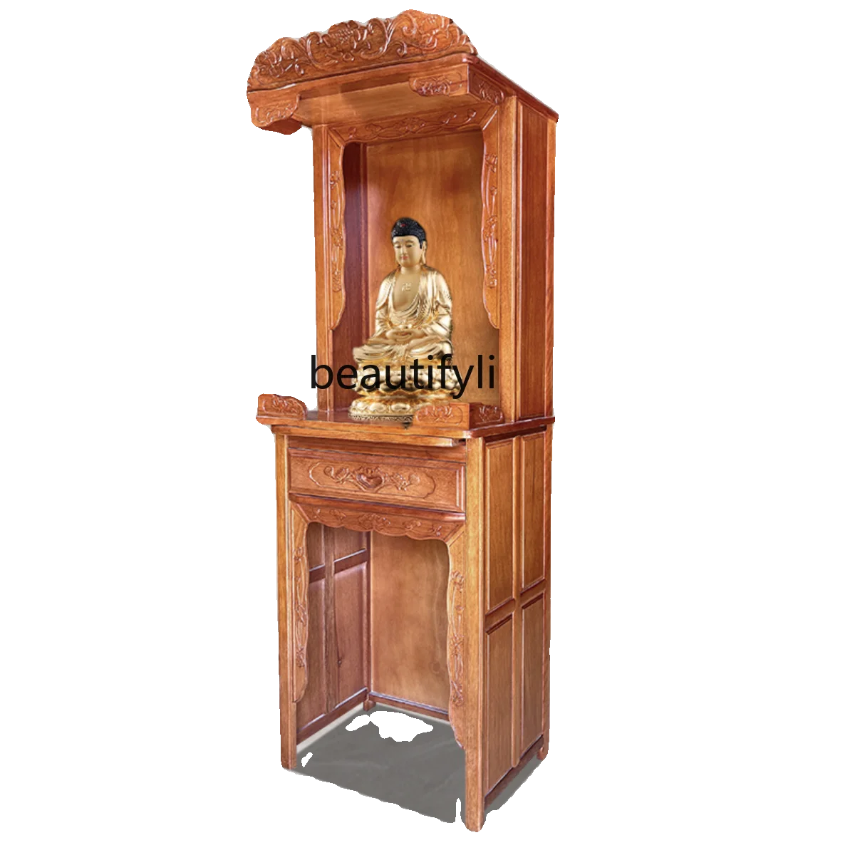 Household Buddha Cabinet Two-Layer Rosewood Altar Shrine Ancestor God of Wealth Landlord Worship Cabinet Altar