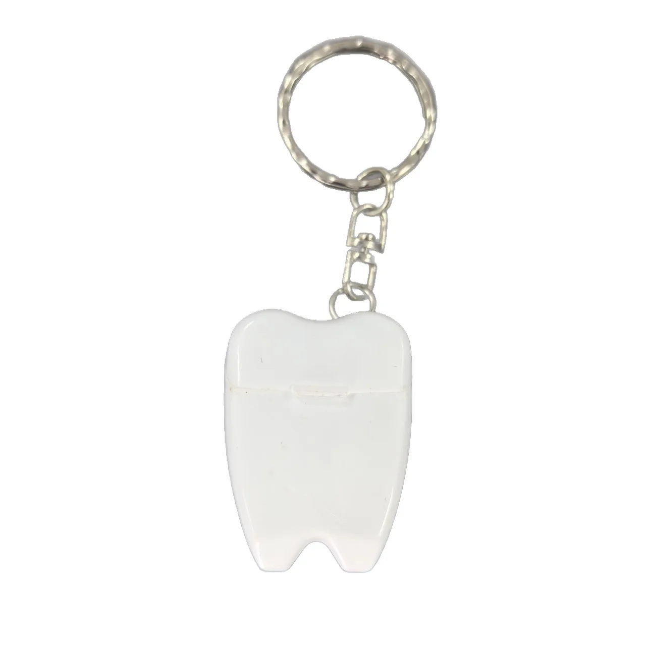 Portable and exquisite tooth shaped disposable ultra-fine oral portable flat wire dental floss keychain accessory pendant