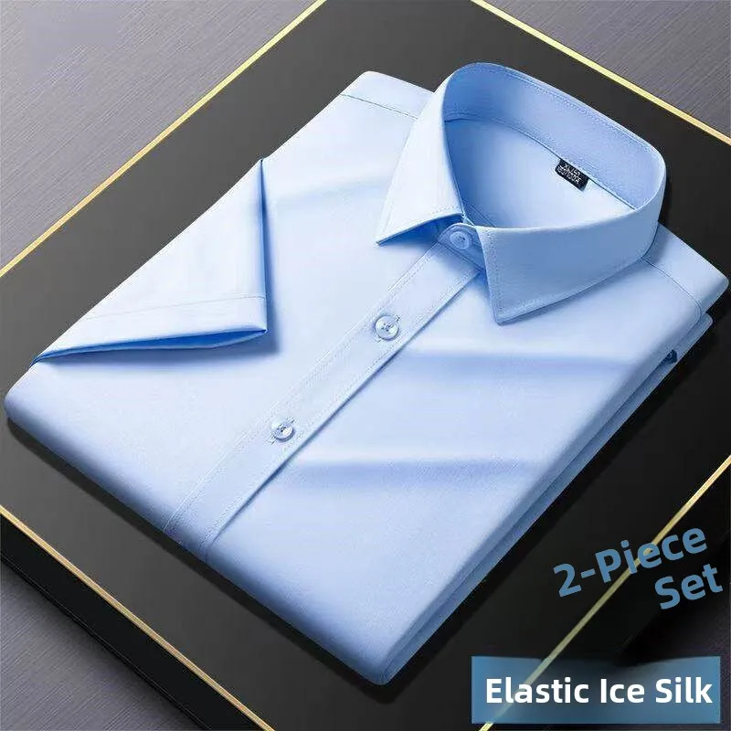 Men's Ice Silk Long Sleeve Shirt Casual Workwear Anti-Wrinkle Spring Summer Business Formal Professional Leisure White Shirt
