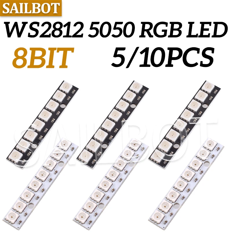 Led strip 8Bit Channel WS2812 5050 RGB 8 LED Light Built-In Full Color-Driven Development Board Strip Driver Board