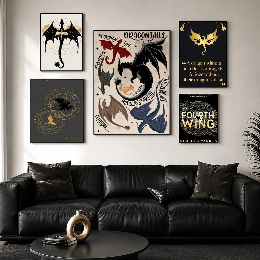 Fourth W-Wing Dragon Poster Sticker Self Adhesive for Playroom Bedroom Hallway Home Wall Art Decor Gift
