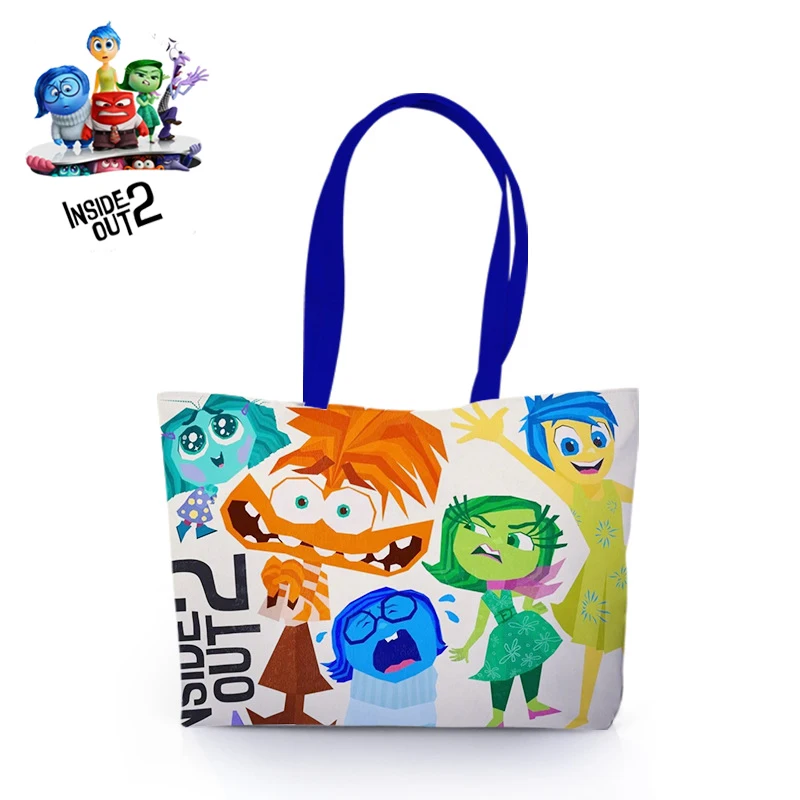 

Disney Anime Inside Out 2 Shoulder Bag Cartoon Printing Canvas Bags Student Large Capacity Portable Storage Bags