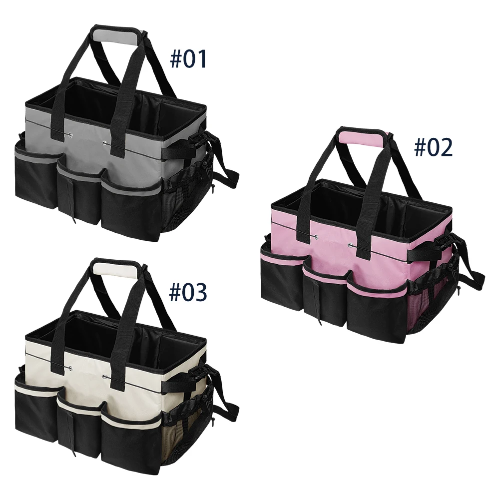 منظم مستلزمات التنظيف الكبيرة مع مقبض منظم التنظيف، حقيبة حمل، مقسم قابل للفصل لموردي التنظيف - مدبرة المنزل