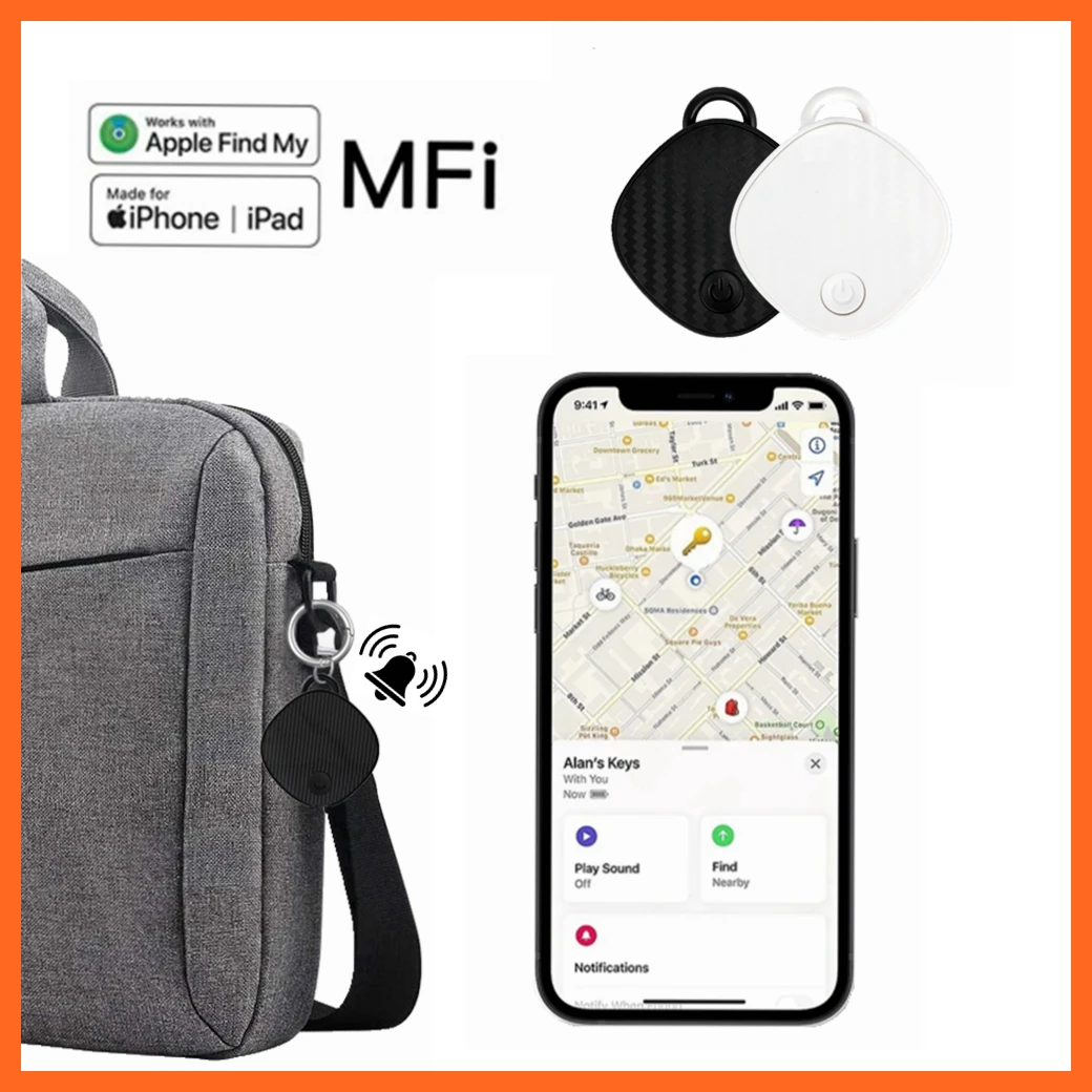 MFi Certified Bluetooth Mini GPS Tracker Works with Apple Find My Airtag Anti Lost Reminder Device  Locator Keys Pet Kids Finder