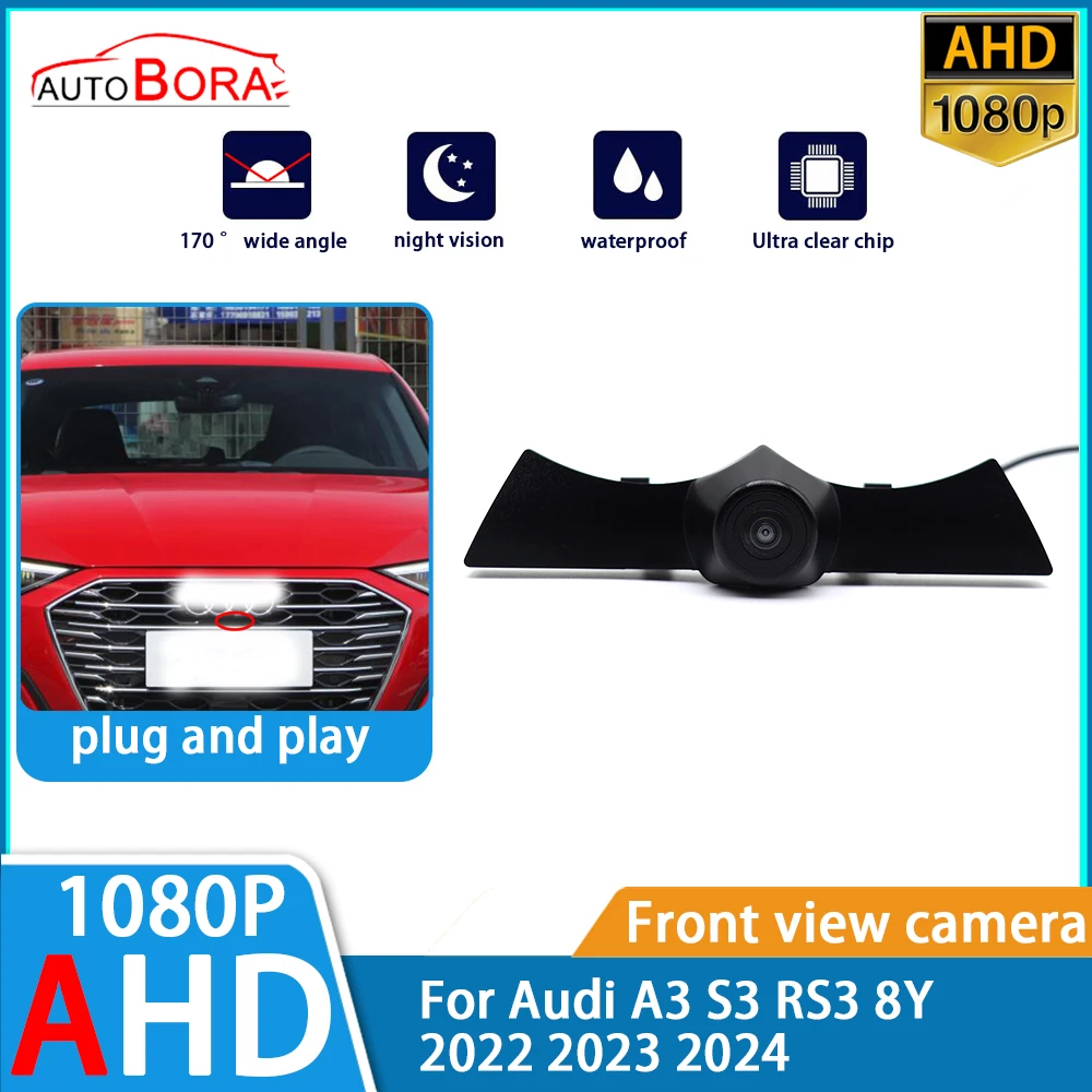 ZhuCamX AHD Ultra Clear Night Vision LOGO Parking Front View Camera For Audi A3 S3 RS3 8Y 2022 2023 2024