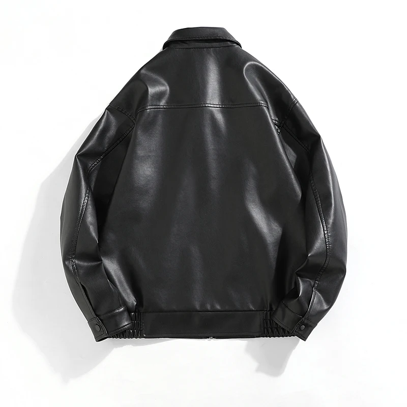 Hip Hop Autumn And Winter Men's Faux Leather Jacket Bomber Motocycle PU Coat For Women - Image 6