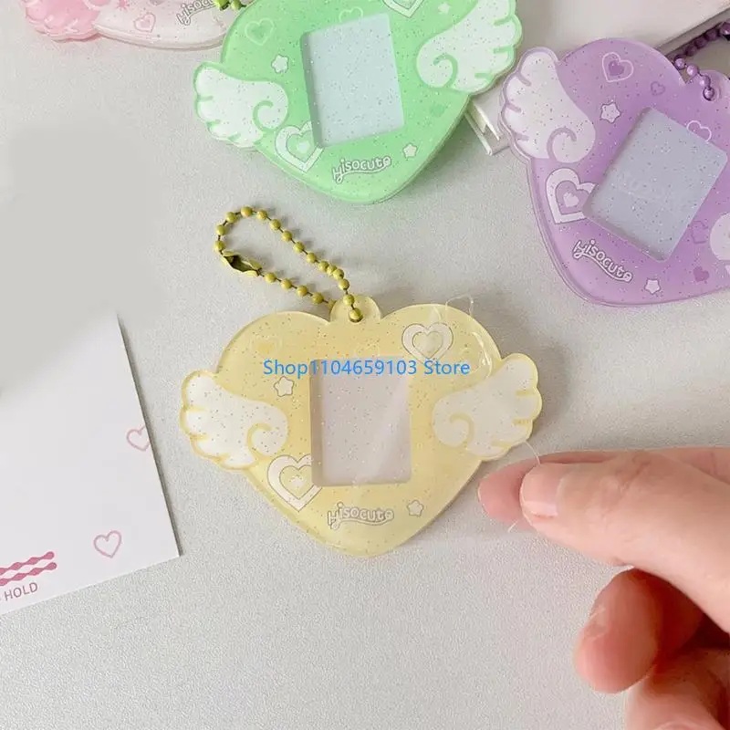 

1 inch Photo Storage Display Card Holders Love Wing Card Cover with Keychain