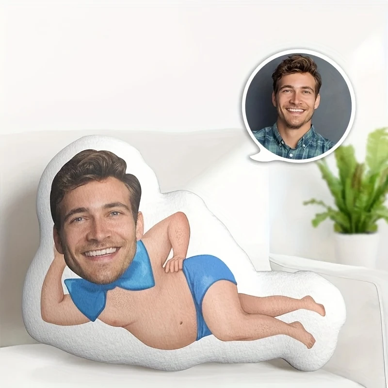 Custom Face Pillow with Funny Boyfriend Photo, Suitable As Surprise for Any Occasion, Valentine'S Day, Halloween, Fun Home Decor
