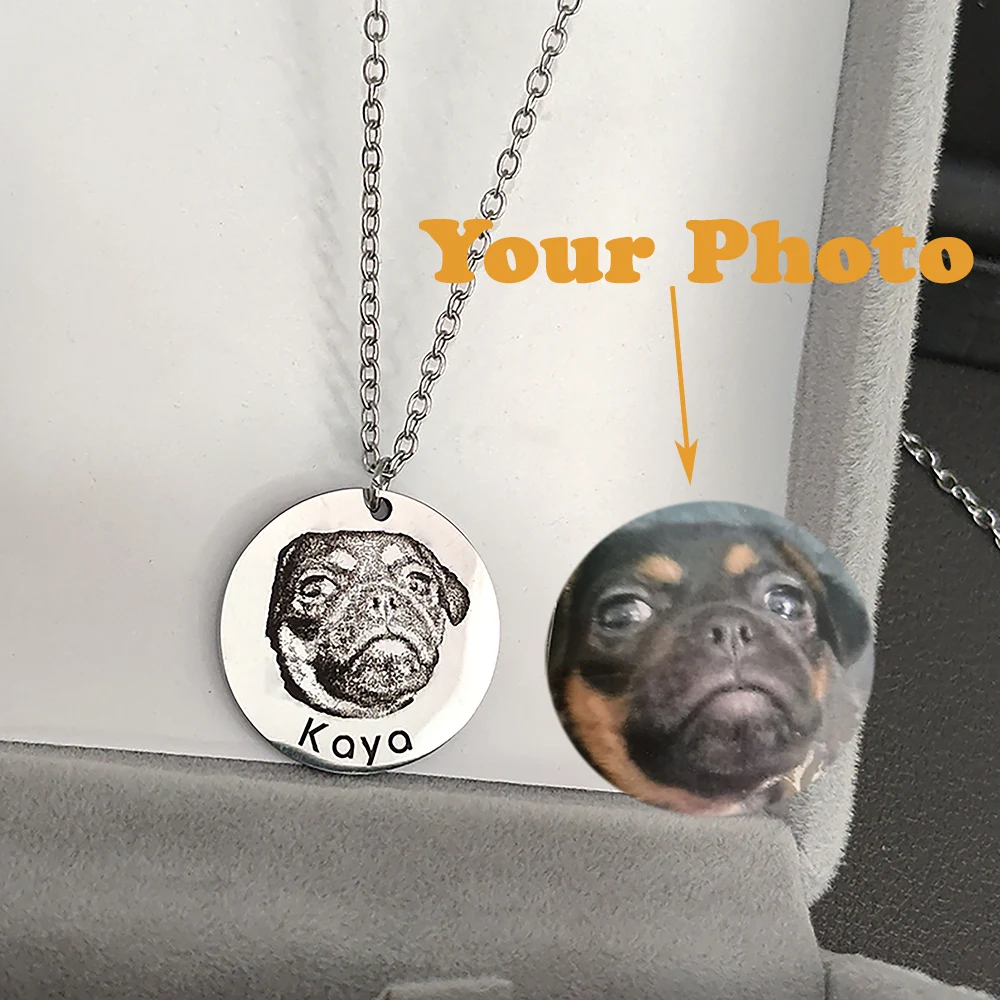 القلائد للنساء الرجال الحيوانات الأليفة القط الكلب صورة صورة هدايا شخصية مخصصة الفولاذ المقاوم للصدأ قلادة القلائد مجوهرات #4