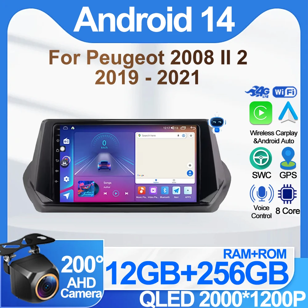 

Car Android Stereo For Peugeot 2008 II 2 2019 - 2021 Touch Screen 8 Core No 2din DVD Wireless Android Auto Carplay Bluetooth