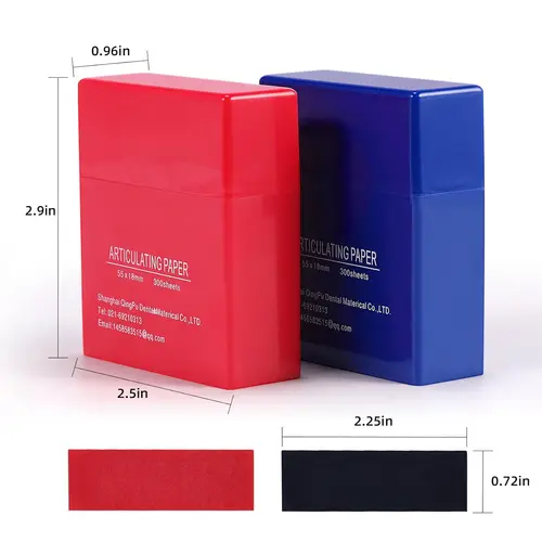 300 unids/caja Material Dental papel articulado rojo/azul tamaño 55mm * 18mm Material de cuidado bucal de próstodón Dental para occlu preciso