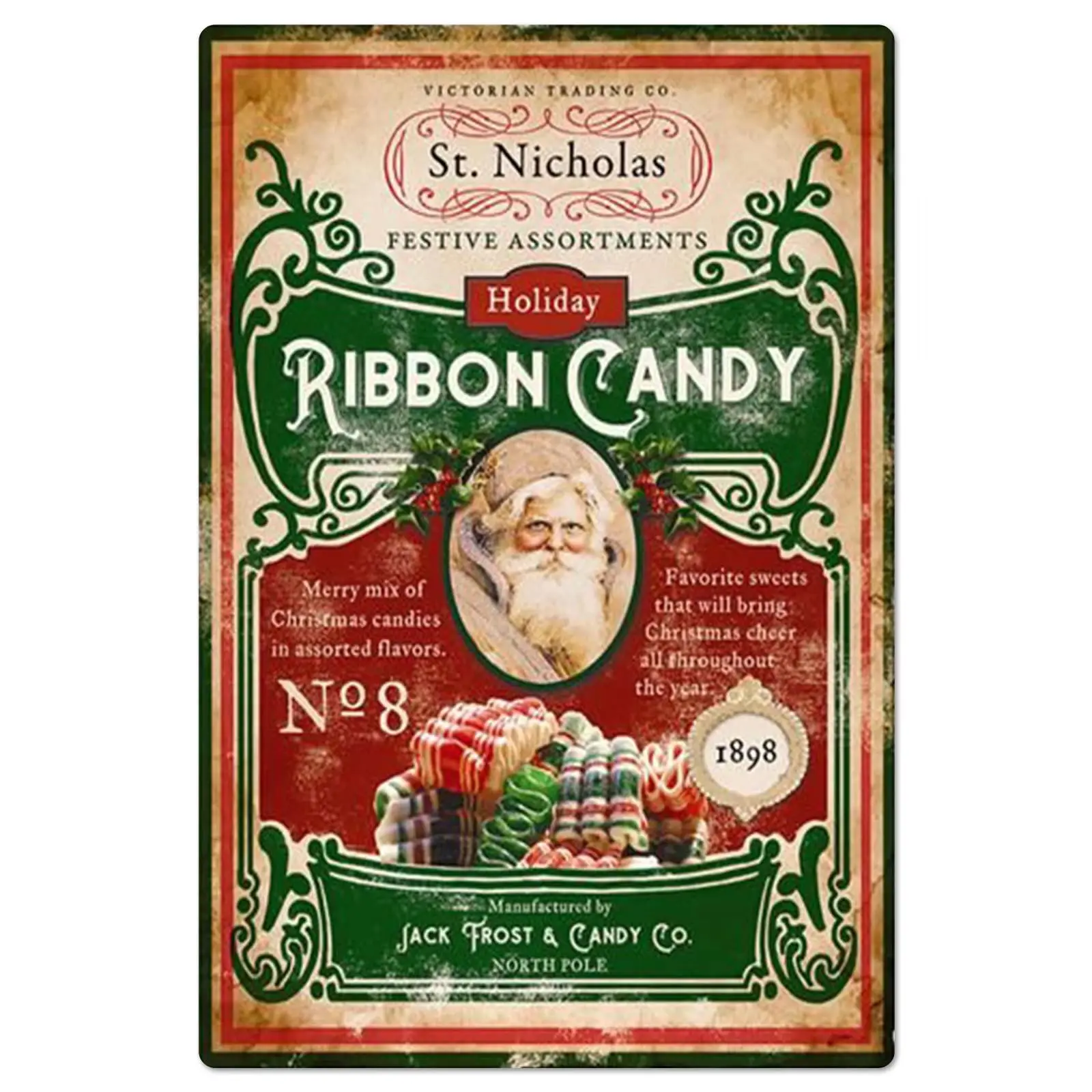 Vintage metal Board Hanging Signs Santa Claus Ribbon Candy Shop Wall Decor Home Bar Cafe Wall Decor New Year Gift Bakery Man Cav