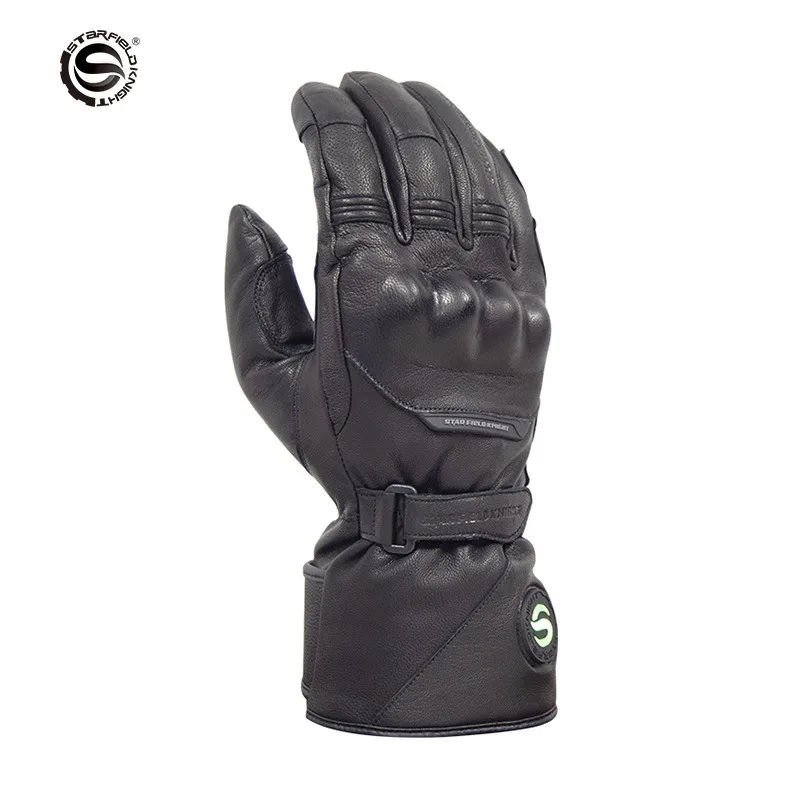 STAR FIELD KNIGHT SKG-541 Men Heated Motorcycle Gloves Sheepskin Warm Windproof Waterproof Touchscreen Winter Riding Gloves