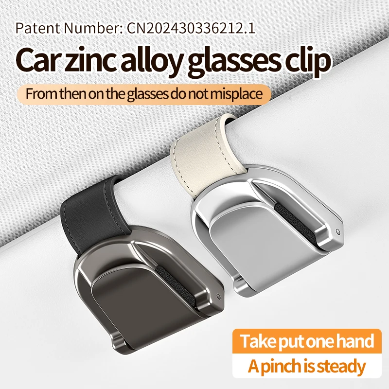 Multifunktionaler Auto-Brillenhalter, Auto-Brillenrahmen, Sonnenblenden-Aufbewahrungsbox aus Legierung für den Autoinnenraum, Auto-Sonnenbrillenclip, Kartenclip