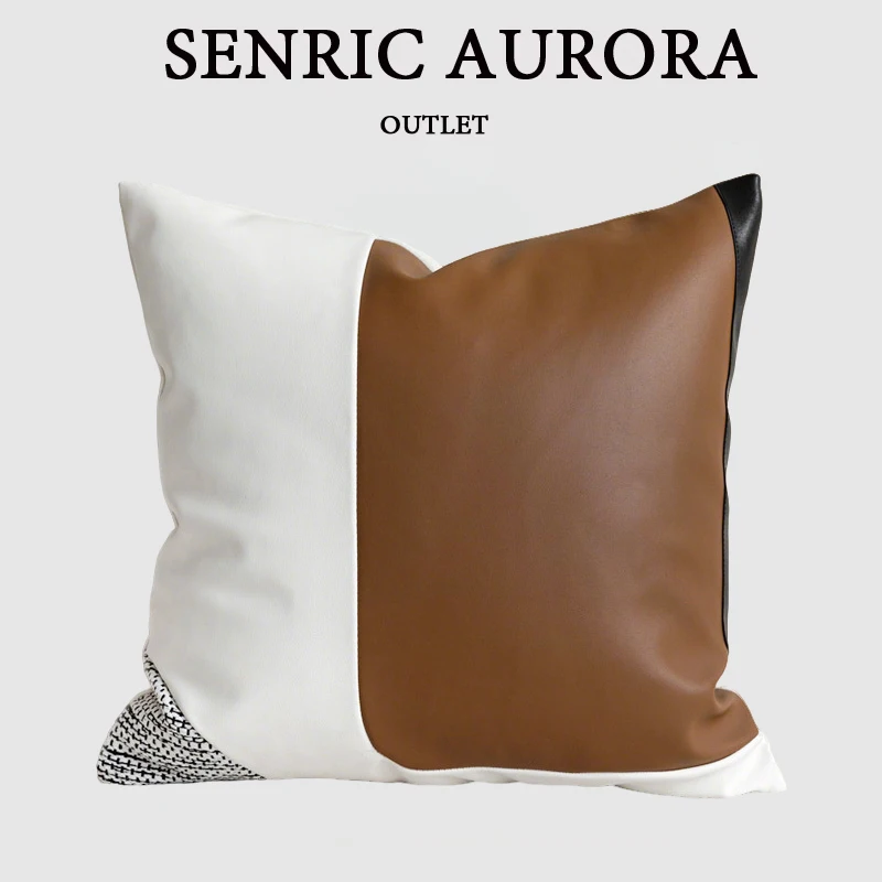 

Luxury Charm Cushion Cover 30x50 45x45cm Chestnut White Spliced Square Pillow Case For Home Hotel Bed Sofa